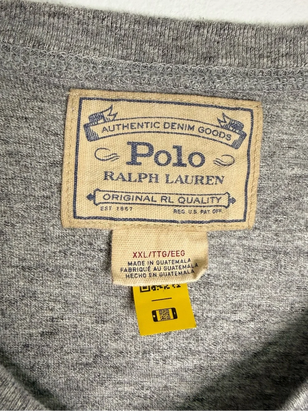 Polo Ralph Lauren Men’s XXL Gray Henley Shirt Short Sleeve Cotton Pony Logo